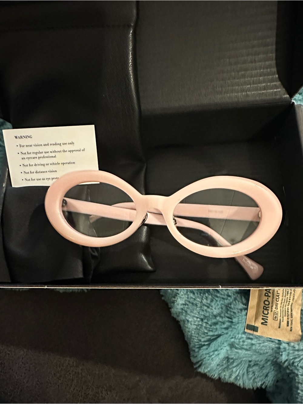 Women’s Pink glasses 
Which currently for near vision and reading use only.
